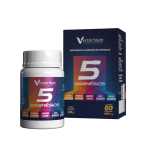 Suplemento 5 magnesios Vector Nutri de 60 capsulas com potes e caixa do produto.