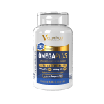 Frasco do suplemento Ômega Plus 120 Cápsulas Vector Nutri com selo IFOS e ultra concentração de Ômega 3 TG.