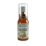 Frasco de 30ml do Spray Mel Própolis Guaco da Vector Nutri, destacando ingredientes naturais como favos de mel, extrato de própolis e folhas de guaco.