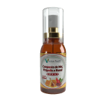 Frasco de 30ml do Spray Mel Própolis Romã da Vector Nutri, com ingredientes naturais como mel, extrato de própolis e romã.