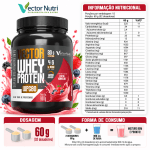 Vector Whey Protein WPC80 Frutas Vermelhas 900g Vector Nutri com 20g de proteína e 4g de BCAA